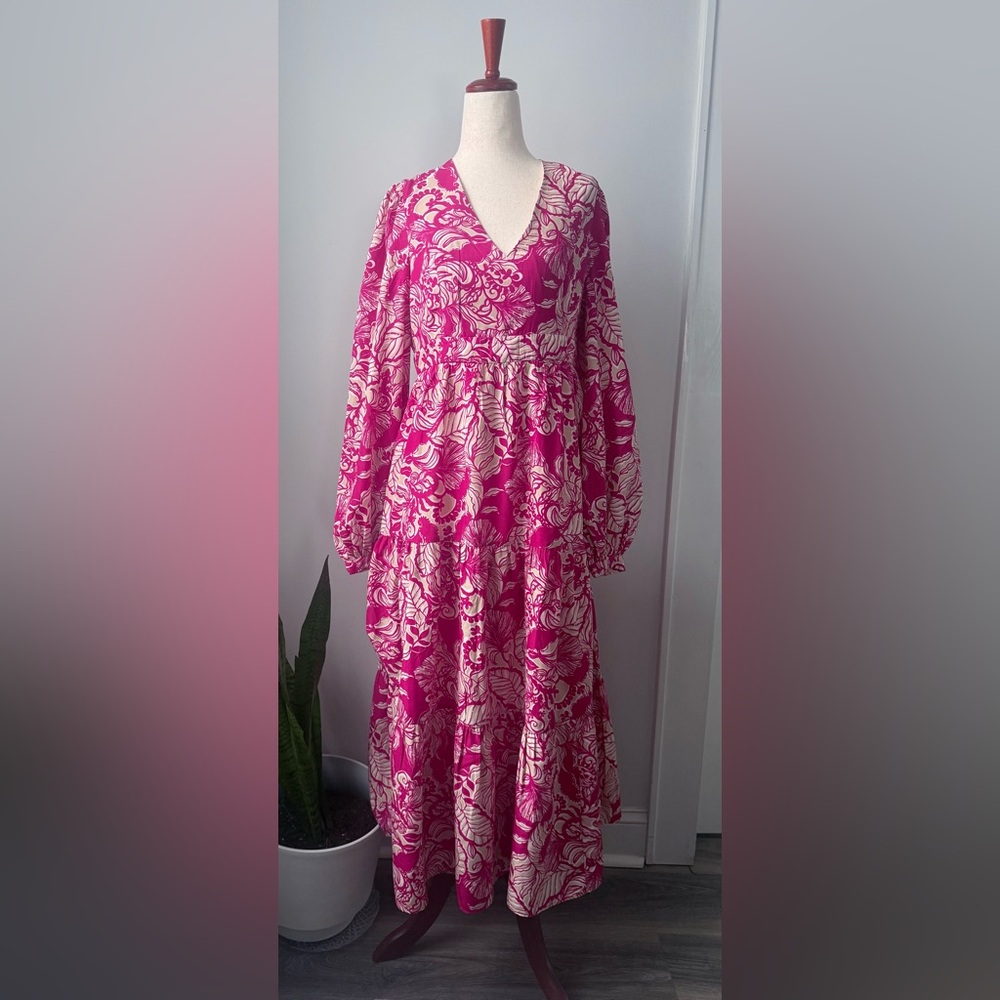 Lilly Pulitzer Midi Dress 6 Poinsettias Red Island Vibes Resortwear Airy Flowy